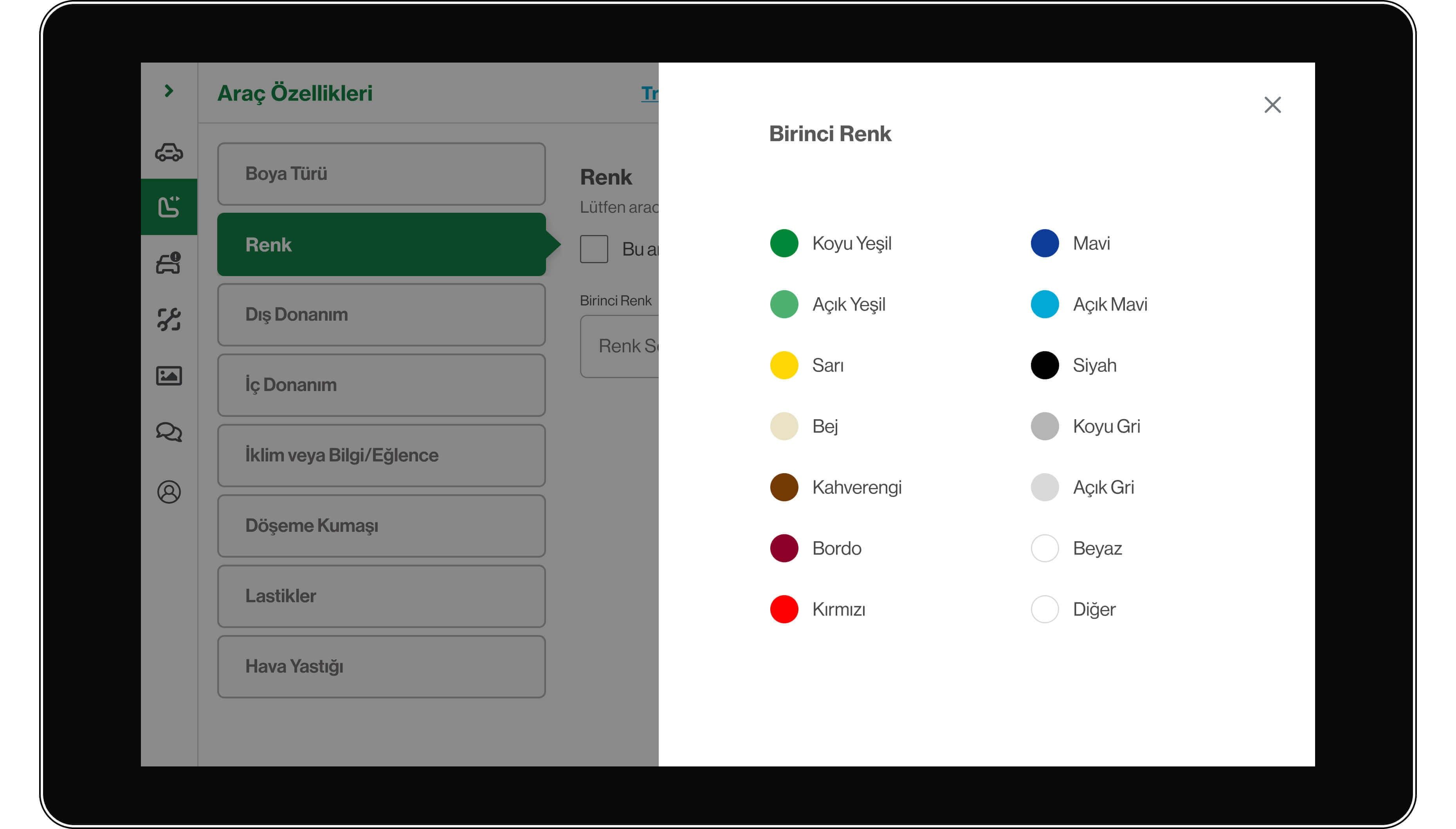 Vehicle color picker