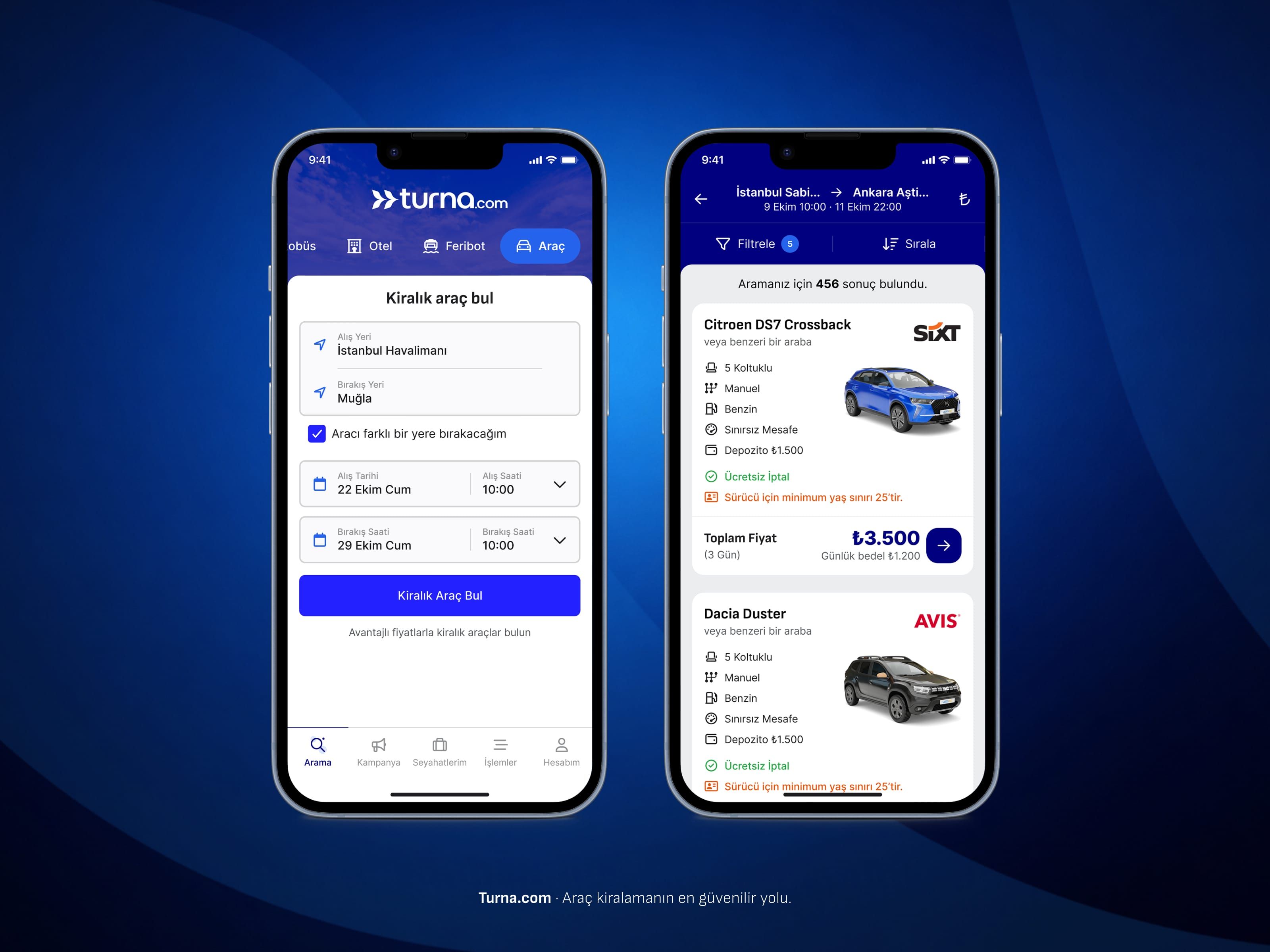 Turna.com: Rent a Car Mobile Experience