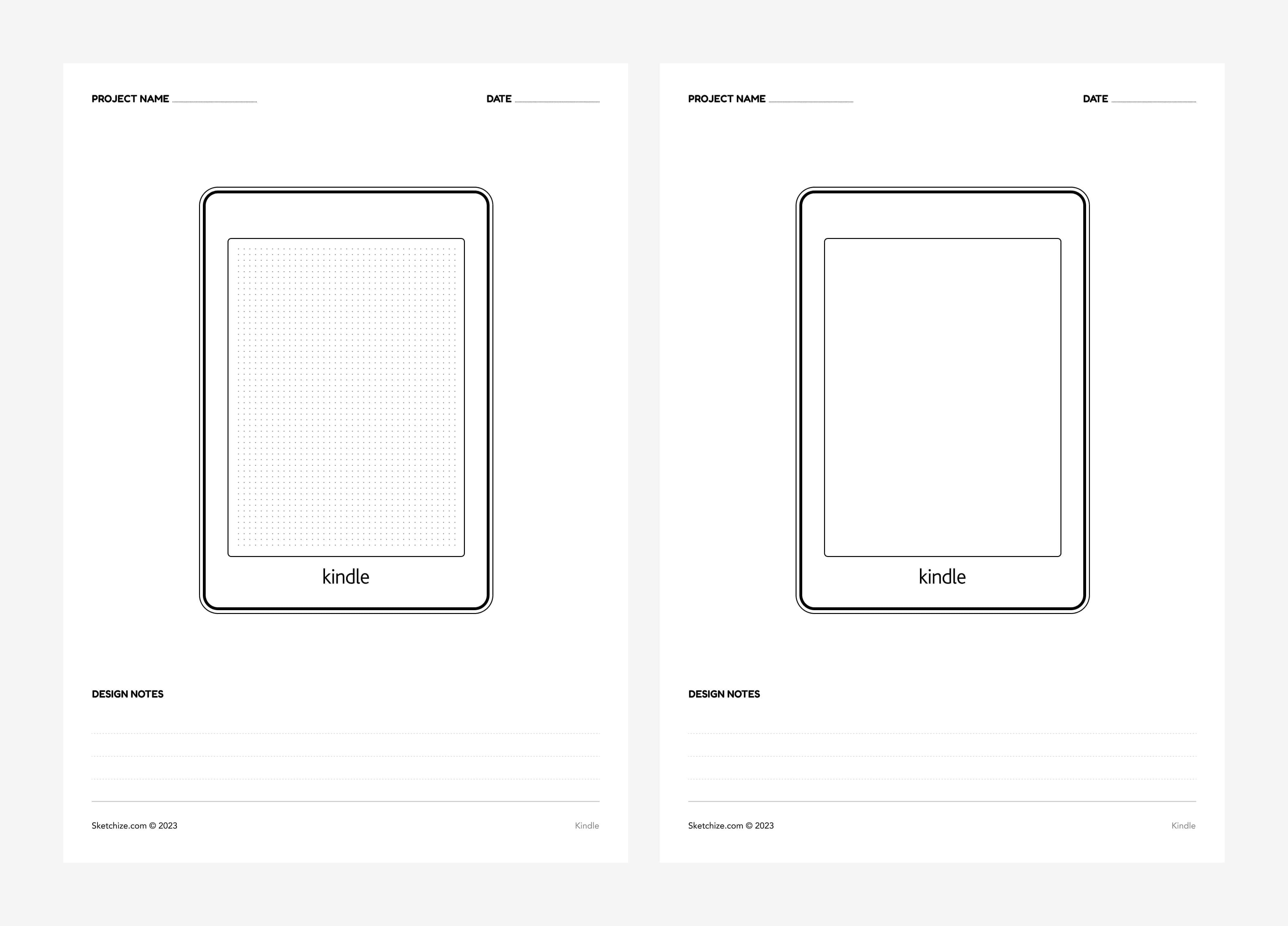 Kindle wireframe template